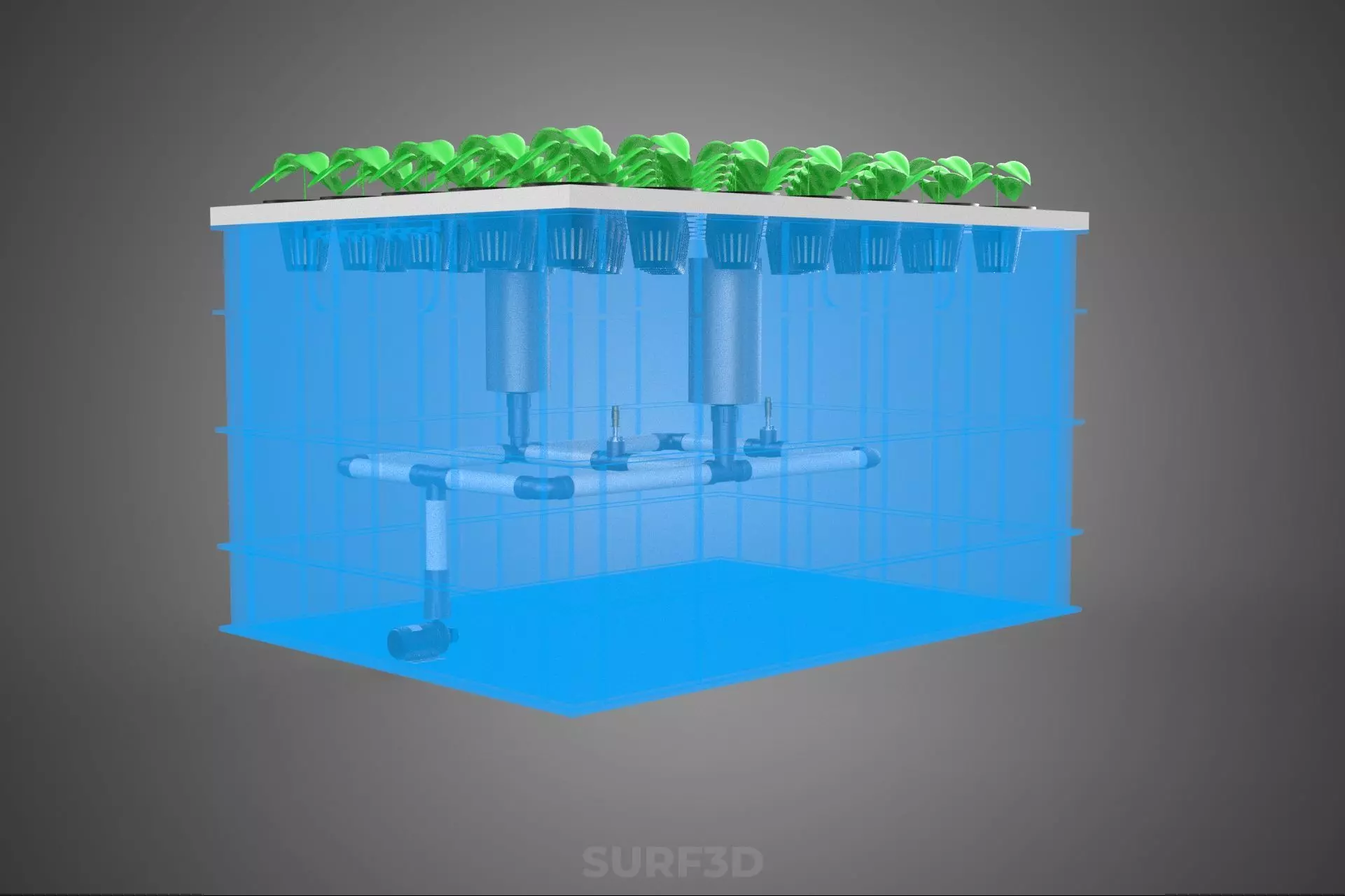 AEROPONICS BOX GRID SEEDLING PLANT ROOT TRAY CULTIVATION GARDEN 3D model_23