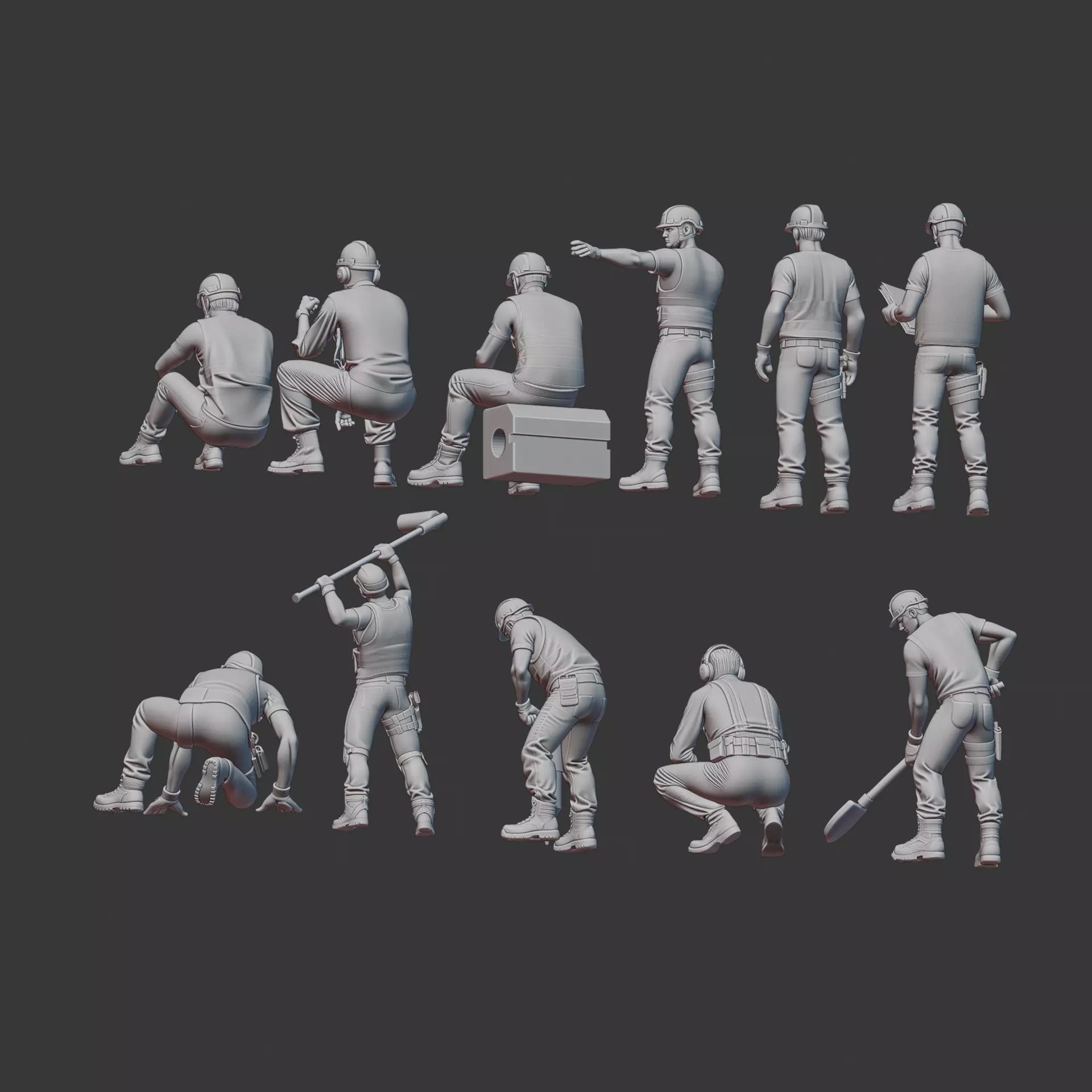 Construction Worker Diorama Figure 3D print model_4