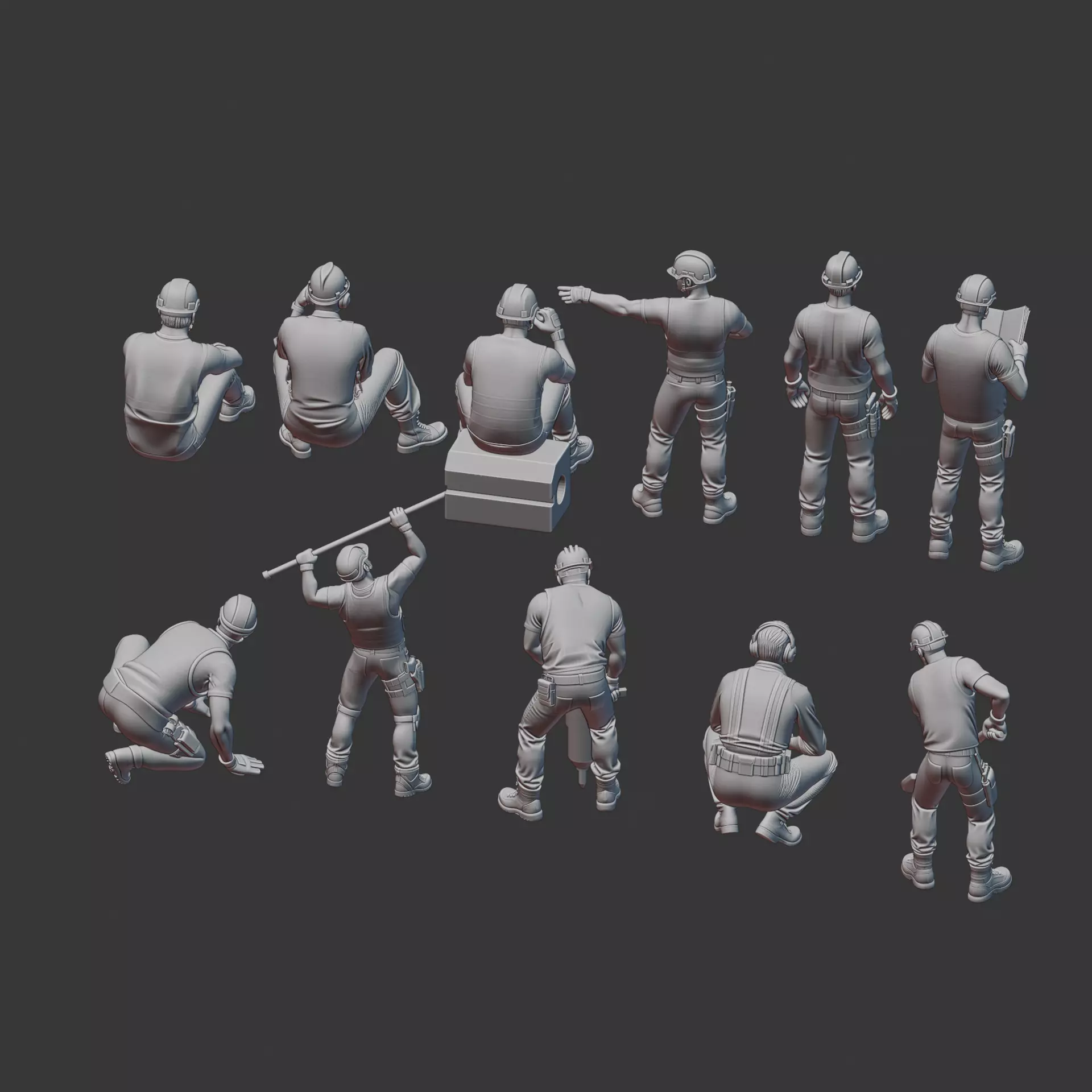 Construction Worker Diorama Figure 3D print model_3