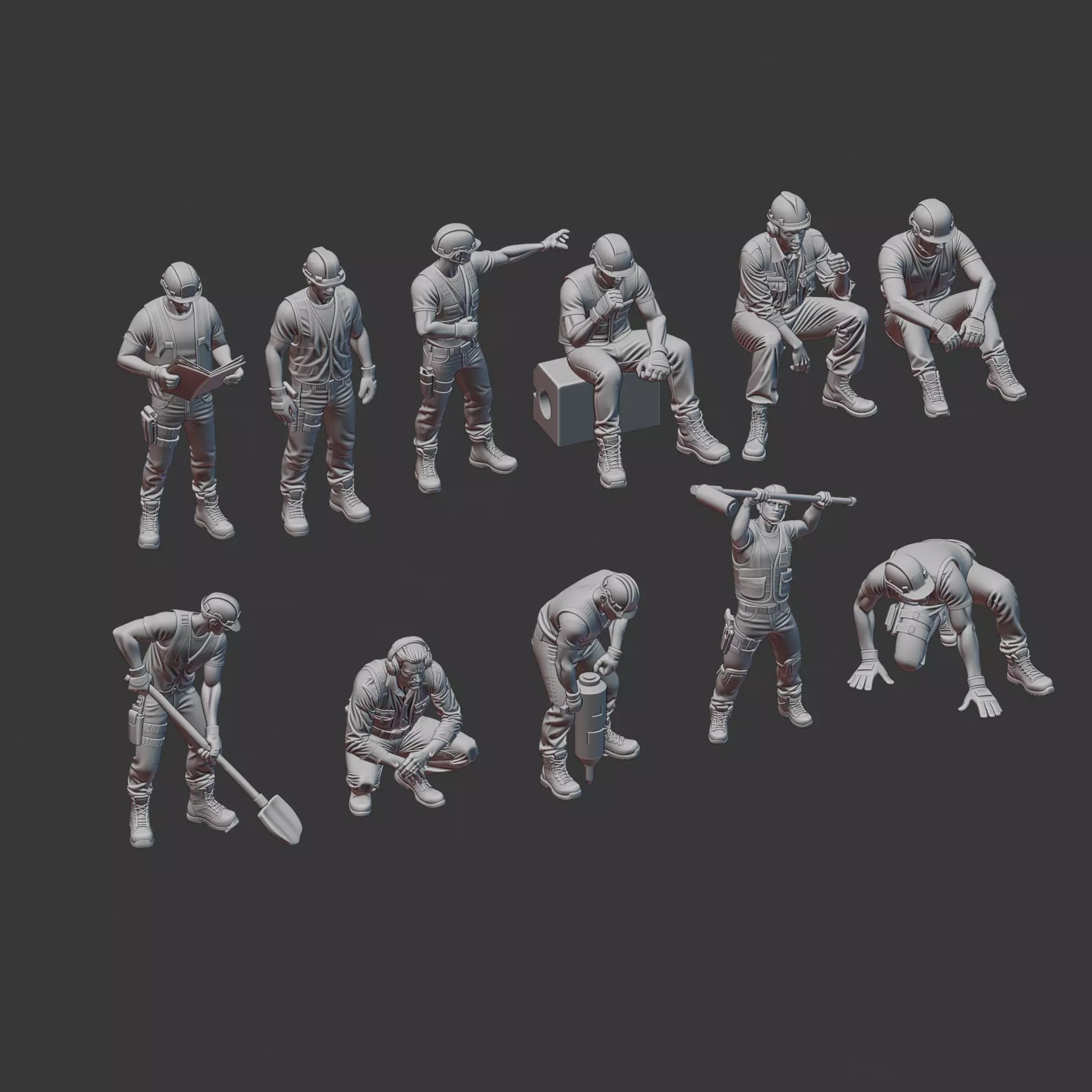 Construction Worker Diorama Figure 3D print model_2