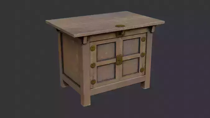 Rustic Wooden Chest Cabinet with Brass Hardware