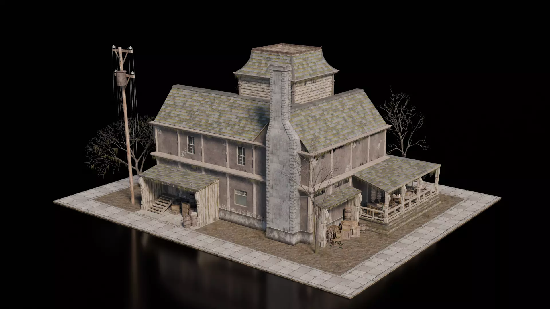 Dark Fantasy Building - Tavern 3D model_3