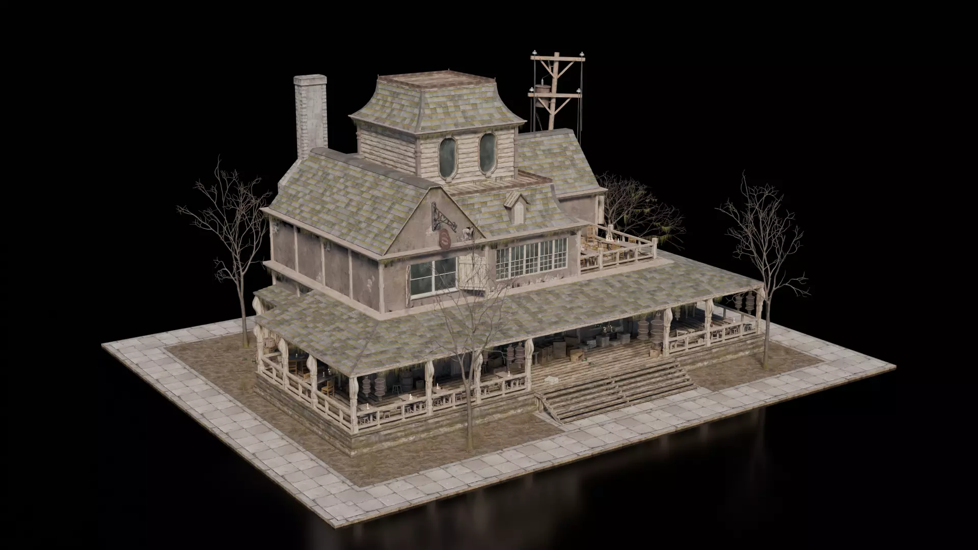 Dark Fantasy Building - Tavern 3D model_1
