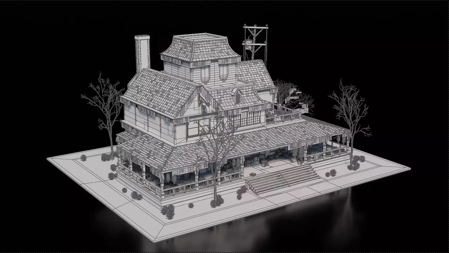 Dark Fantasy Building - Tavern 3D model_8