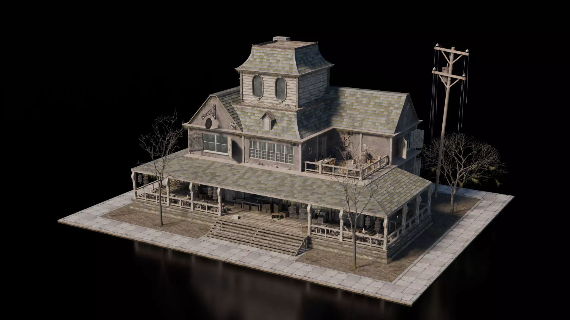 Dark Fantasy Building - Tavern 3D model_0