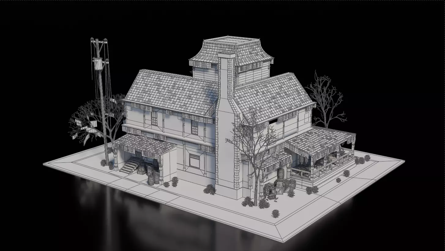 Dark Fantasy Building - Tavern 3D model_10