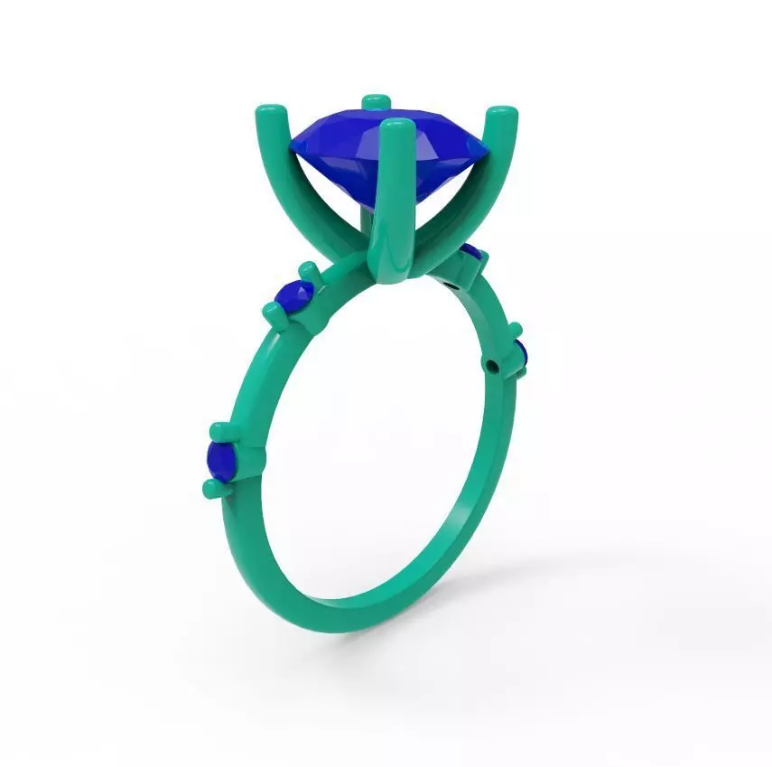 Oval diamond ring 3D print model_4
