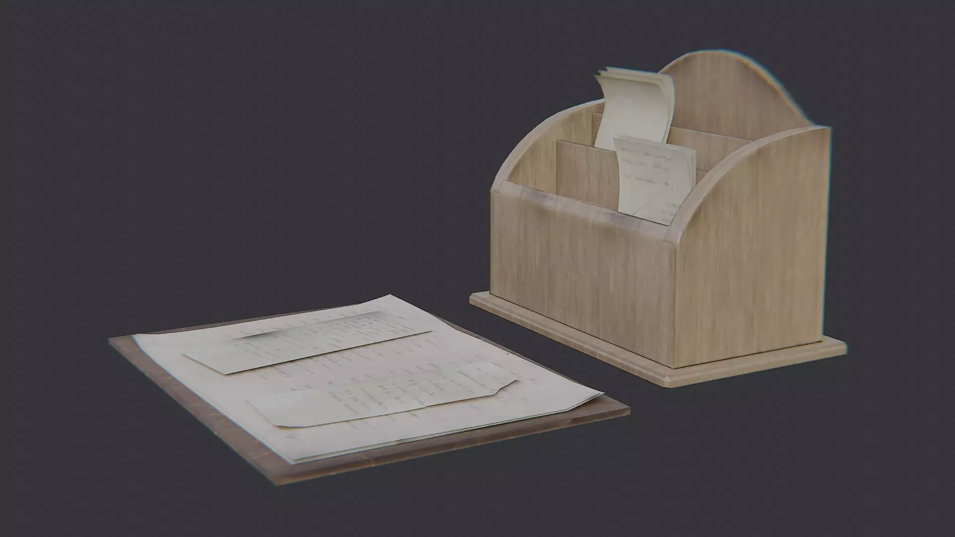 Office Paper Divider Desk Organizer Low-poly 3D model_2