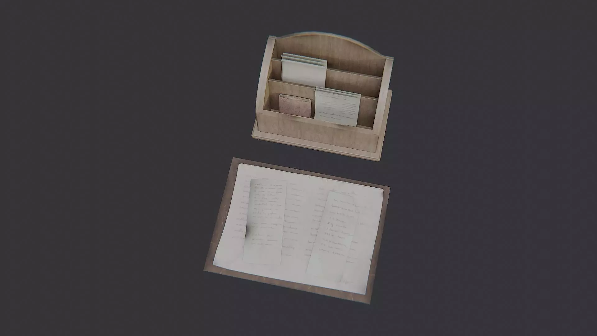 Office Paper Divider Desk Organizer Low-poly 3D model_4