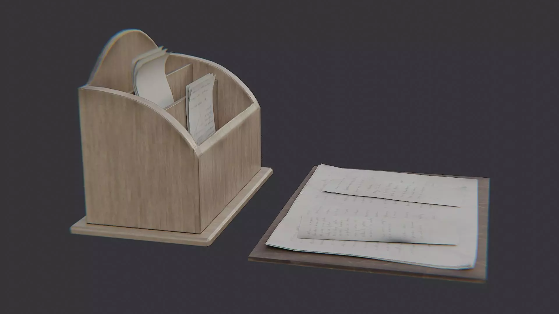 Office Paper Divider Desk Organizer Low-poly 3D model_1