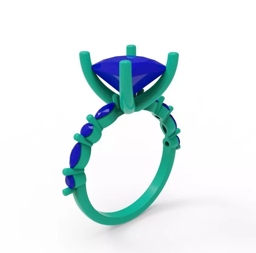 Half coverage diamond ring 02 3D print model_4