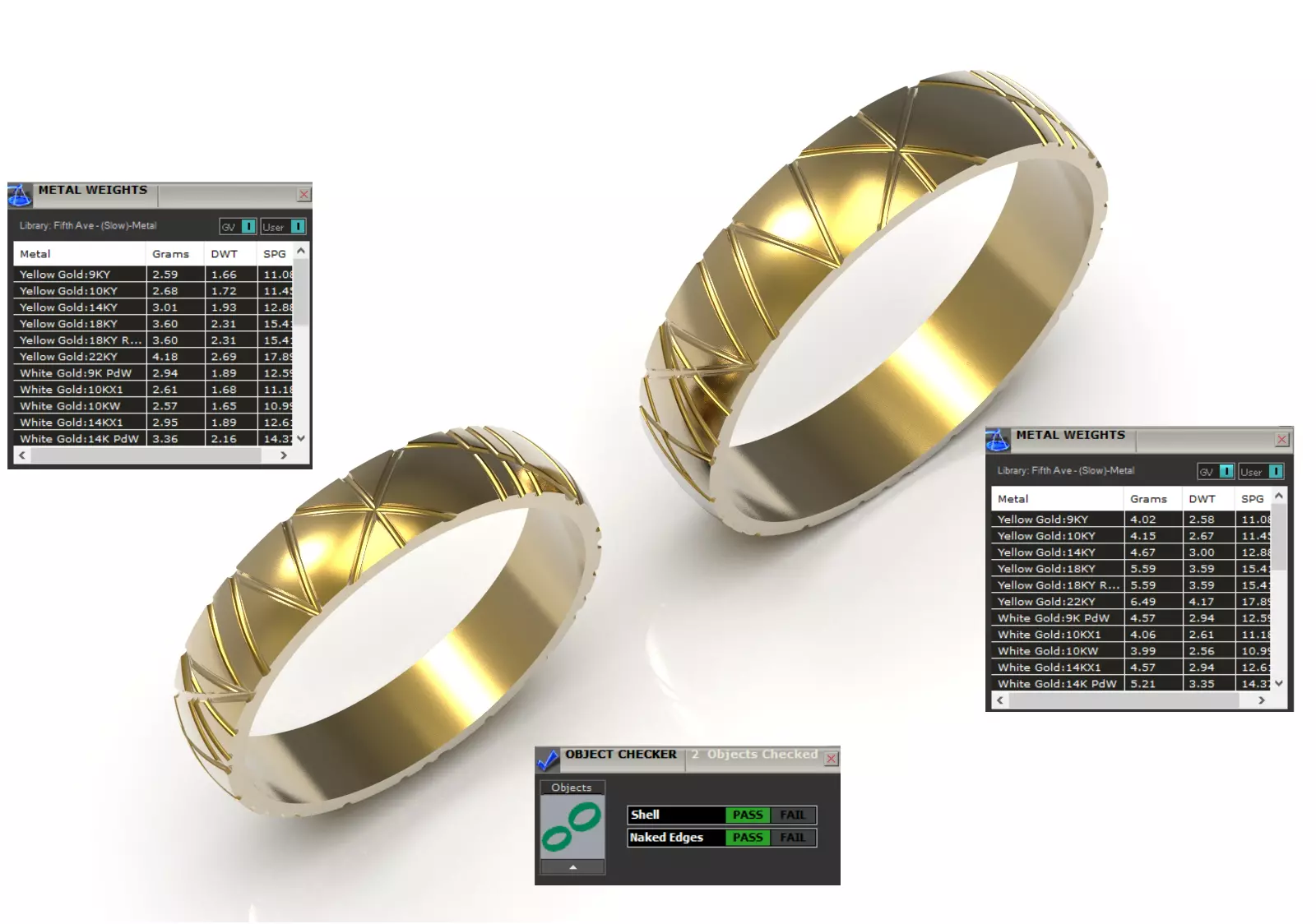 Wedding Bands Set STL 3DM 3D gold model cr0046 3D print model