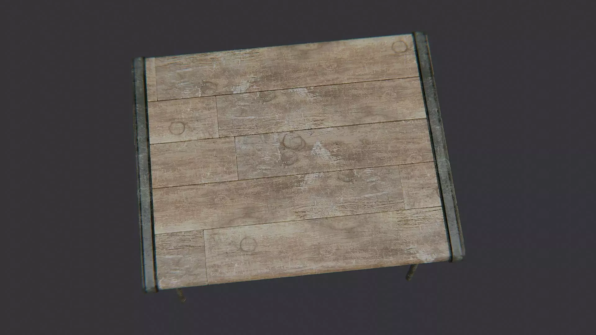 Rustic Wood Cafe Table with Iron Legs Low-poly 3D model_4