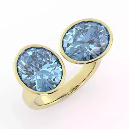 Double Oval Toi et Moi Ring 3DM With Rendering