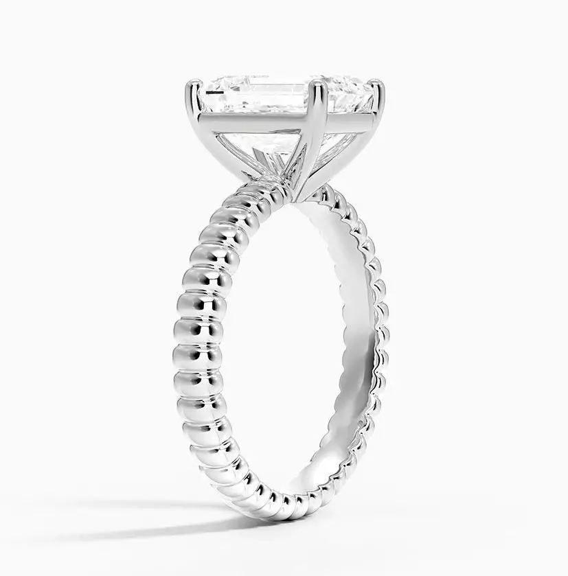 Textured solitaire ring 03 3D print model_1