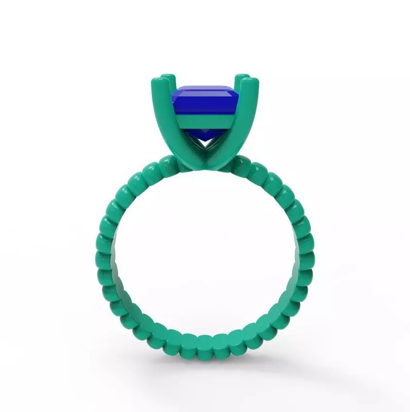 Textured solitaire ring 03 3D print model_6