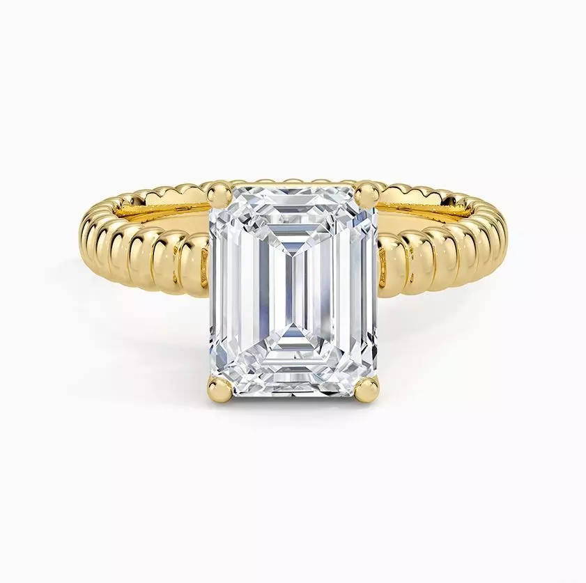 Textured solitaire ring 03 3D print model_0