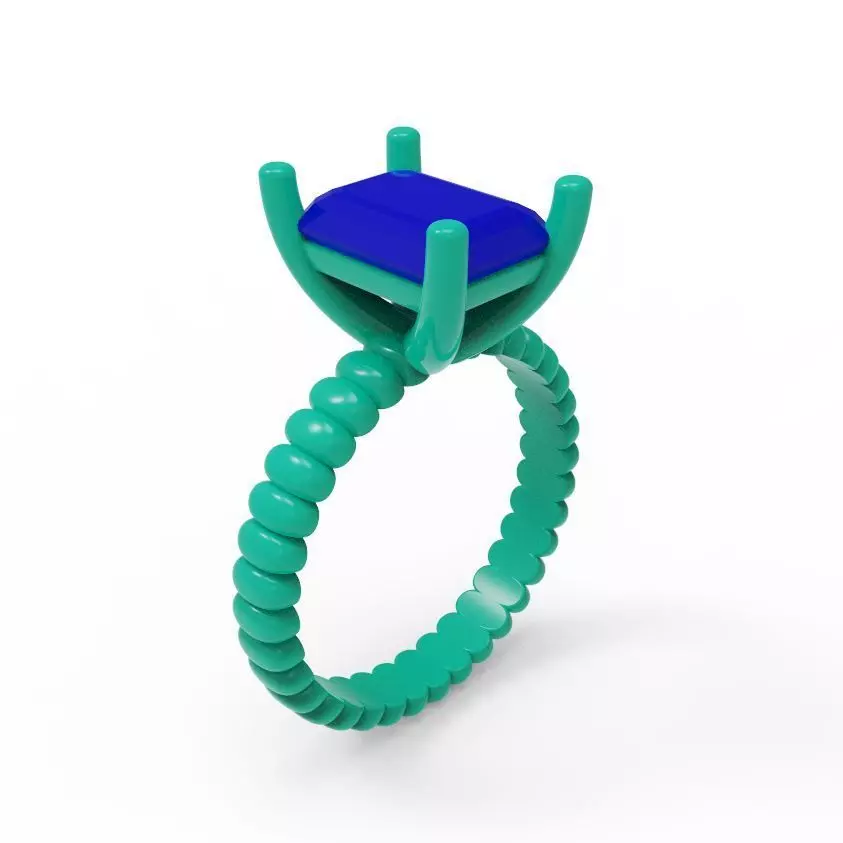 Textured solitaire ring 03 3D print model_4
