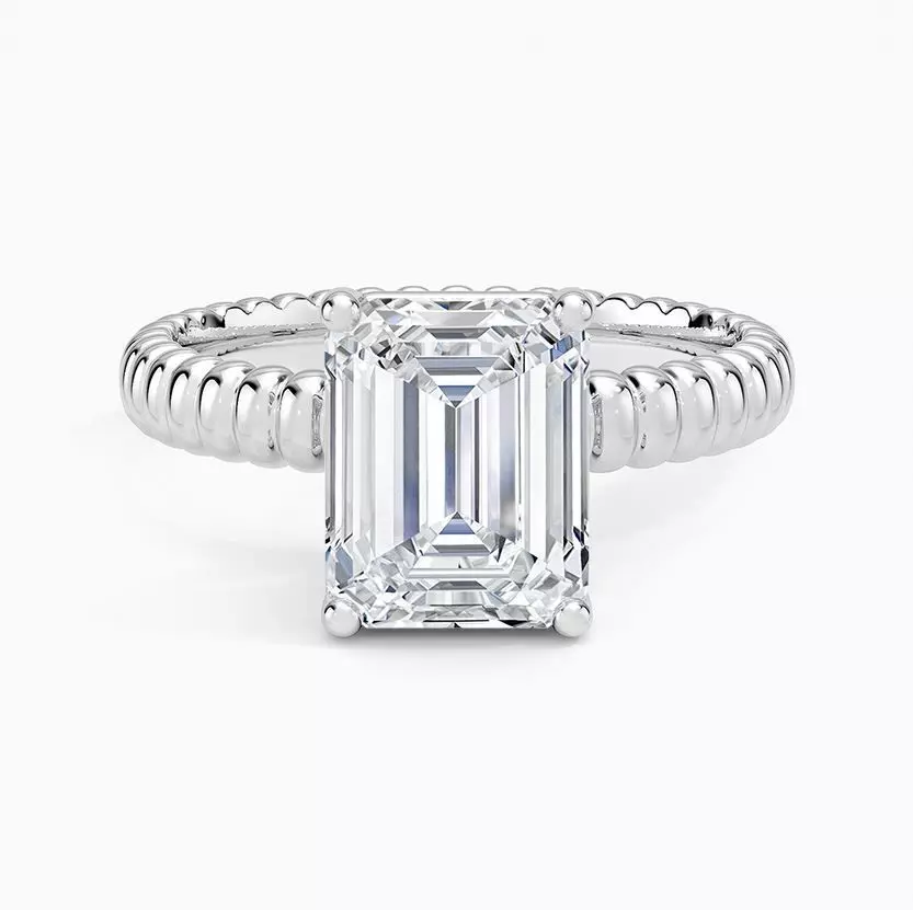 Textured solitaire ring 03 3D print model_2