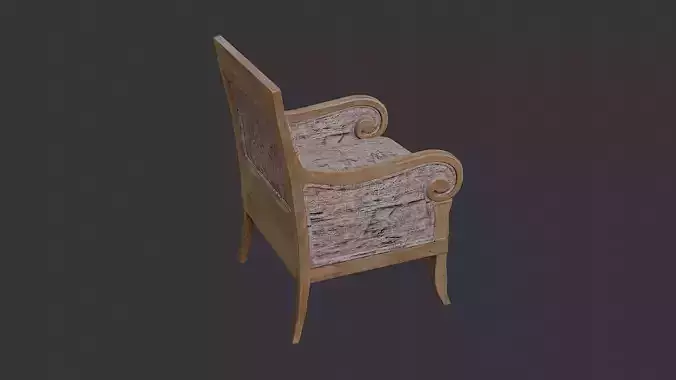 Elegant Wood Armchair with Upholstered Fabric