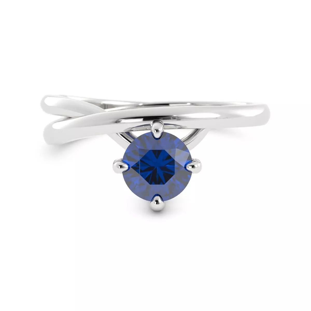 Blue Sapphire Round Drop Ring Engagement 3DM With Rendering 3D print model