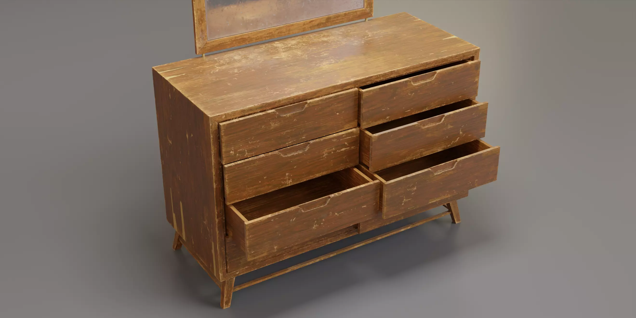 Old Dresser Low-poly 3D model_7