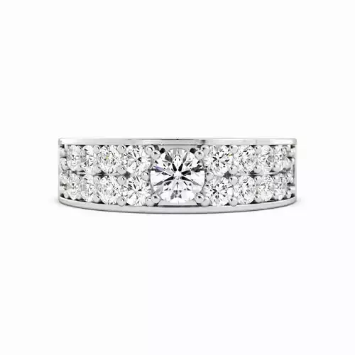 Pave Diamond Band With Large Round Center Mens Wedding Band 3DM