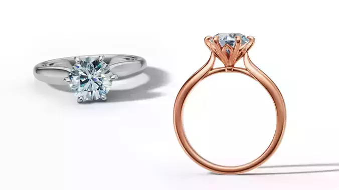 Solitaire Engagement Ring 7mm Gem stone printable 3dmodel