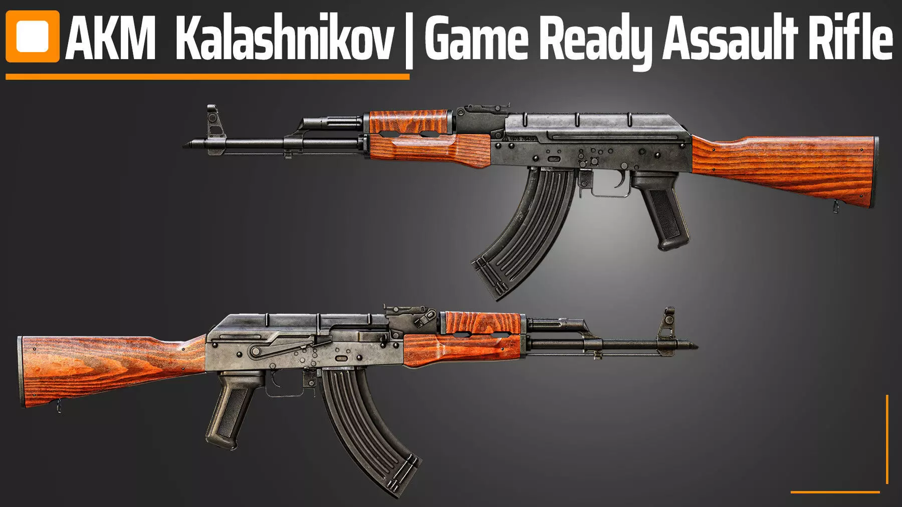 AKM KALASHNIKOV GAME READY ASSAULT RIFLE Low-poly 3D model_0