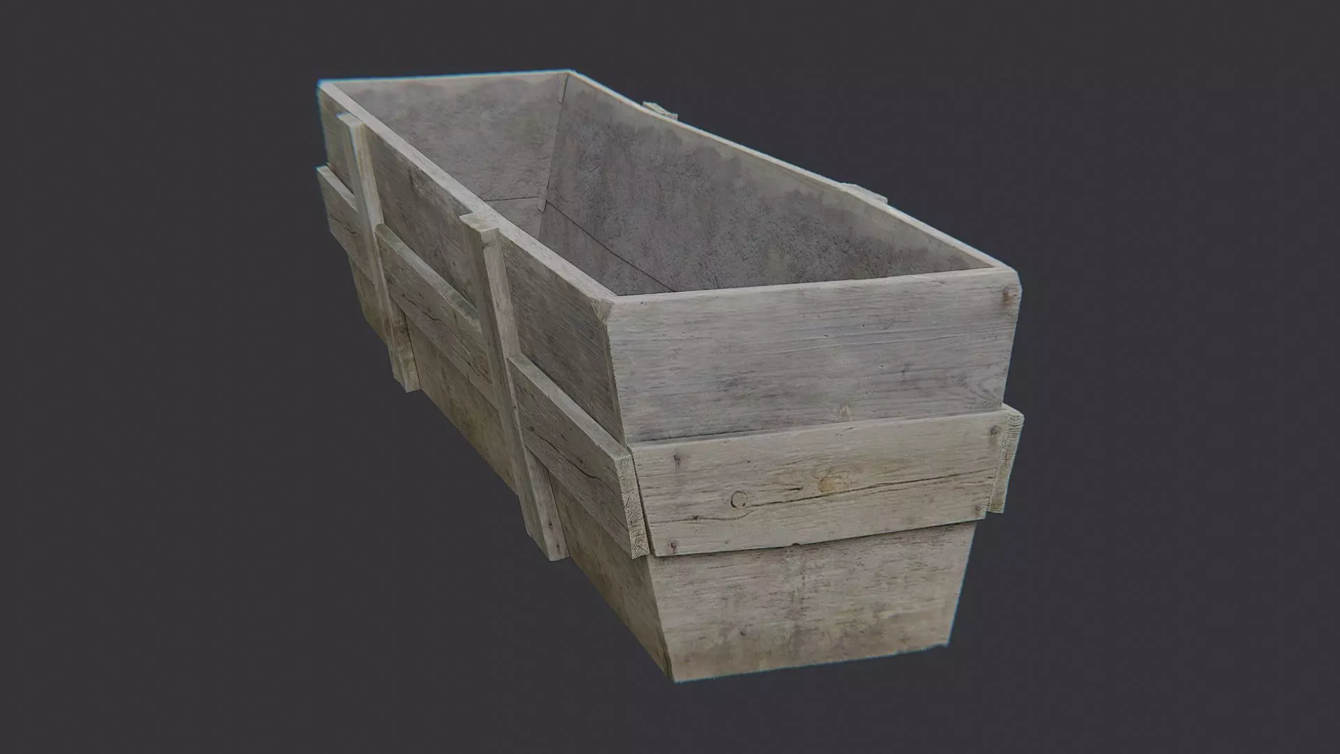 Wooden Feed Storage Crate Low-poly 3D model_1