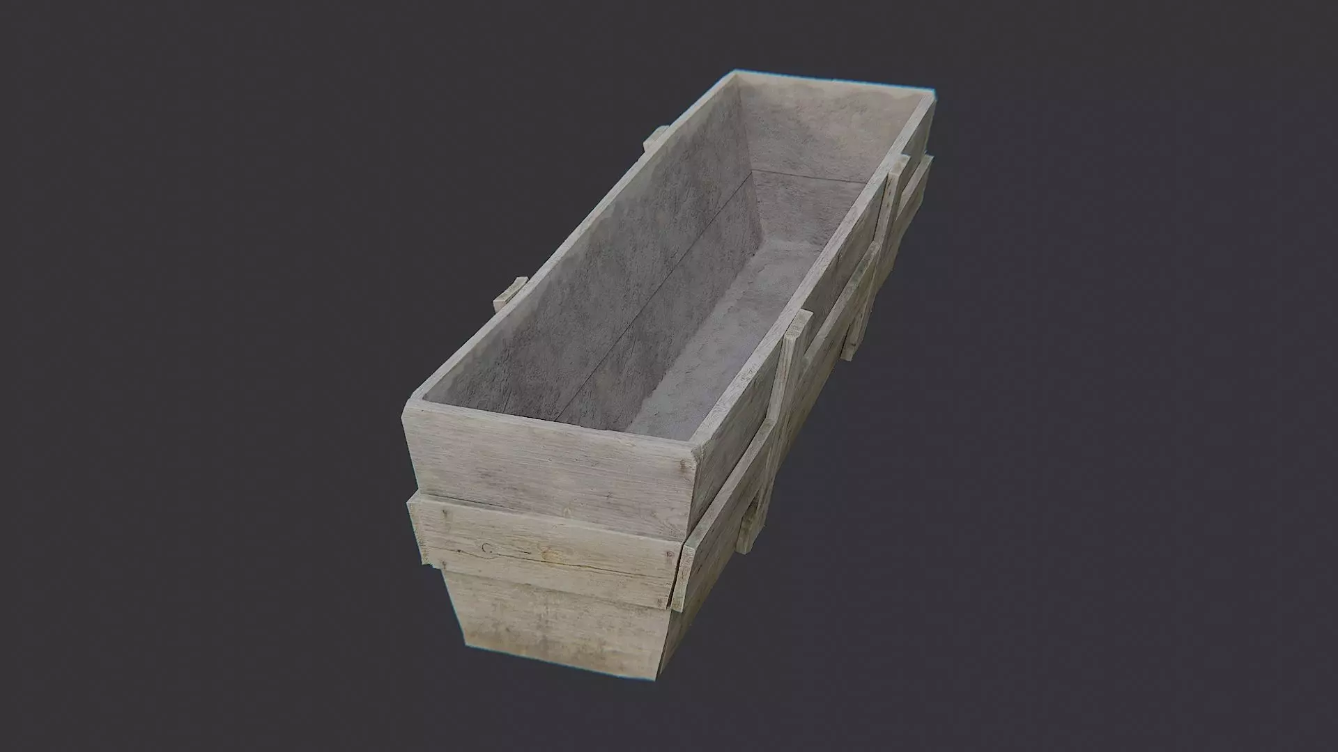 Wooden Feed Storage Crate Low-poly 3D model_3
