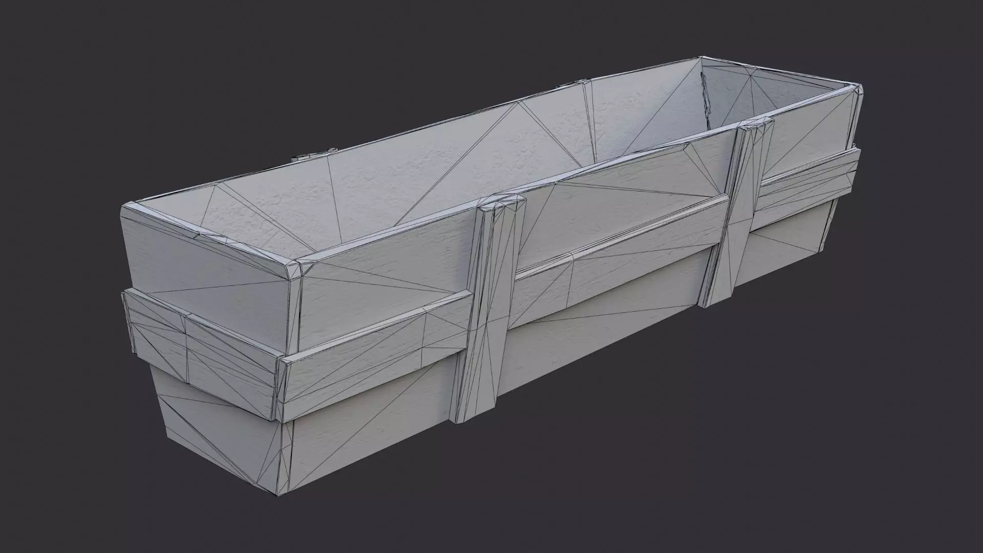 Wooden Feed Storage Crate Low-poly 3D model_7