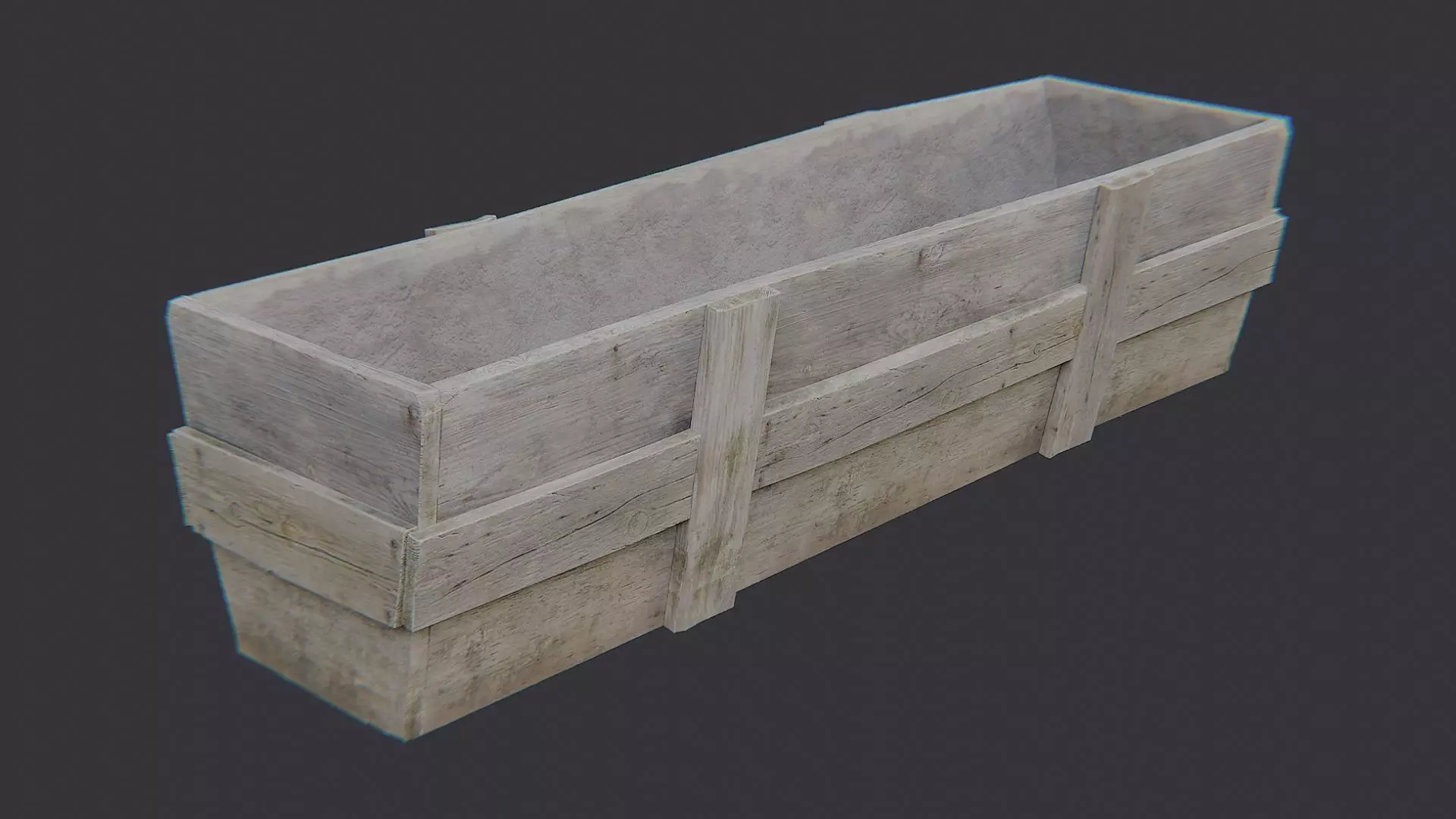 Wooden Feed Storage Crate Low-poly 3D model_0