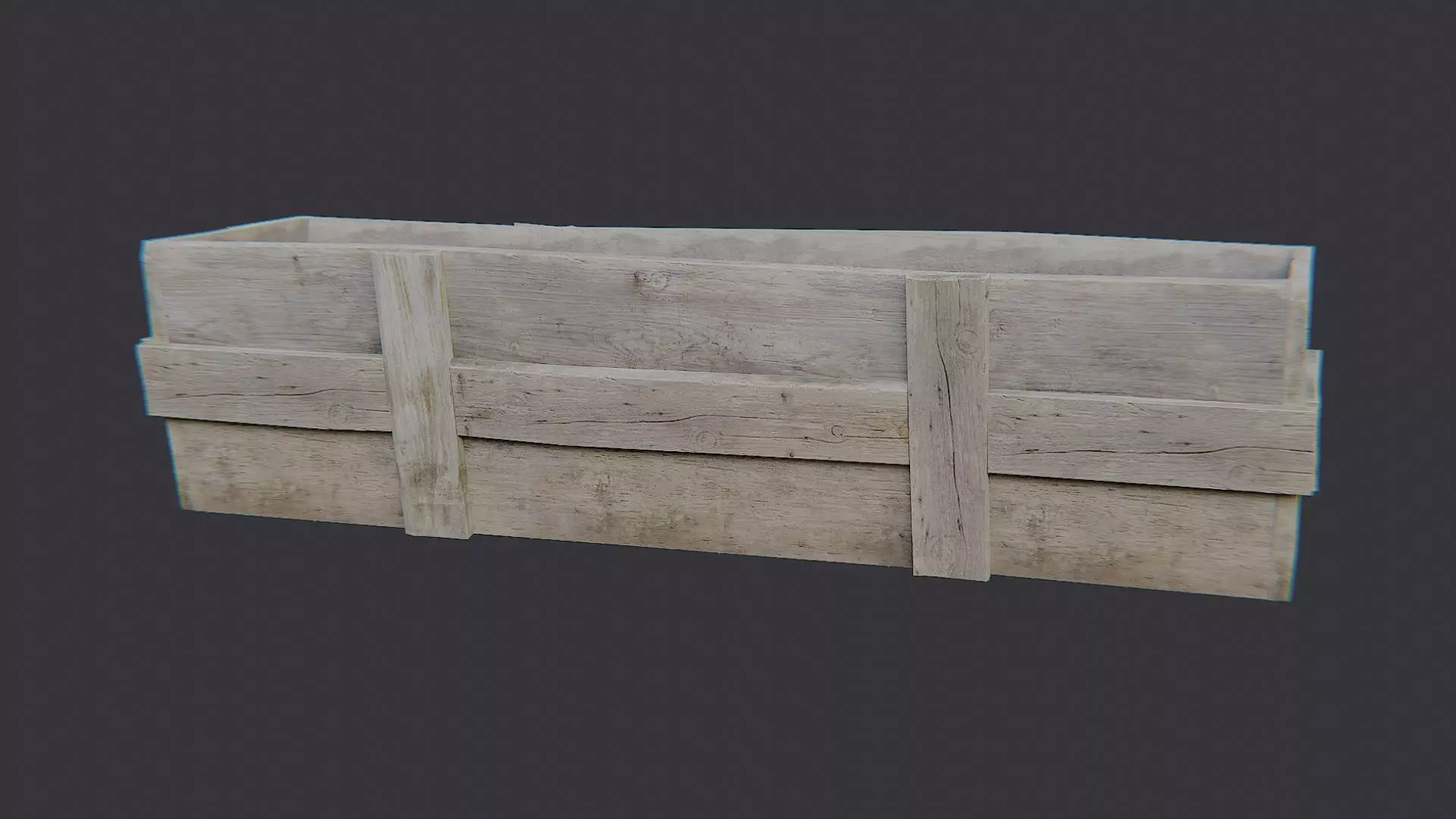 Wooden Feed Storage Crate Low-poly 3D model_2