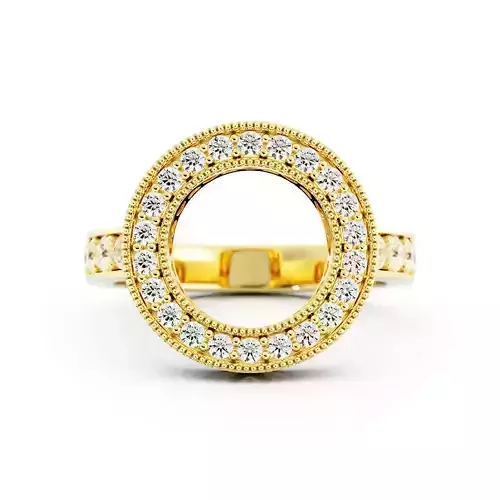 Diamond Circle Ring With Pave Band Womens Modern 3DM