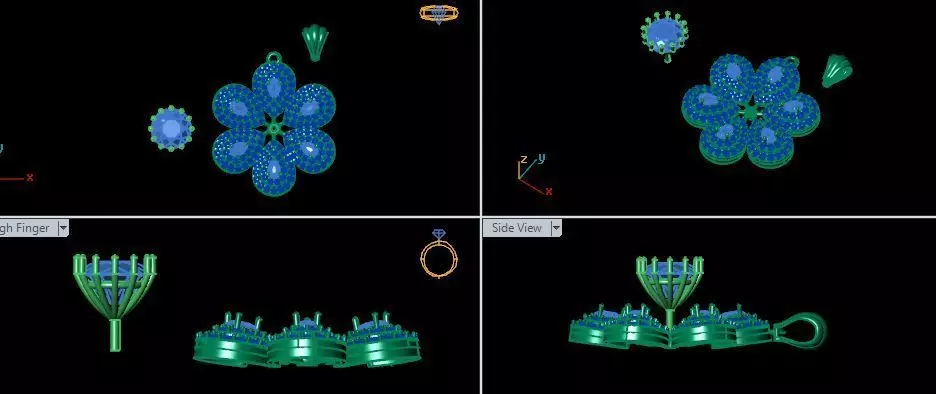 Diamond Ruby Pendant 3D Model  Floral Necklace Charm Design 3D print model_13