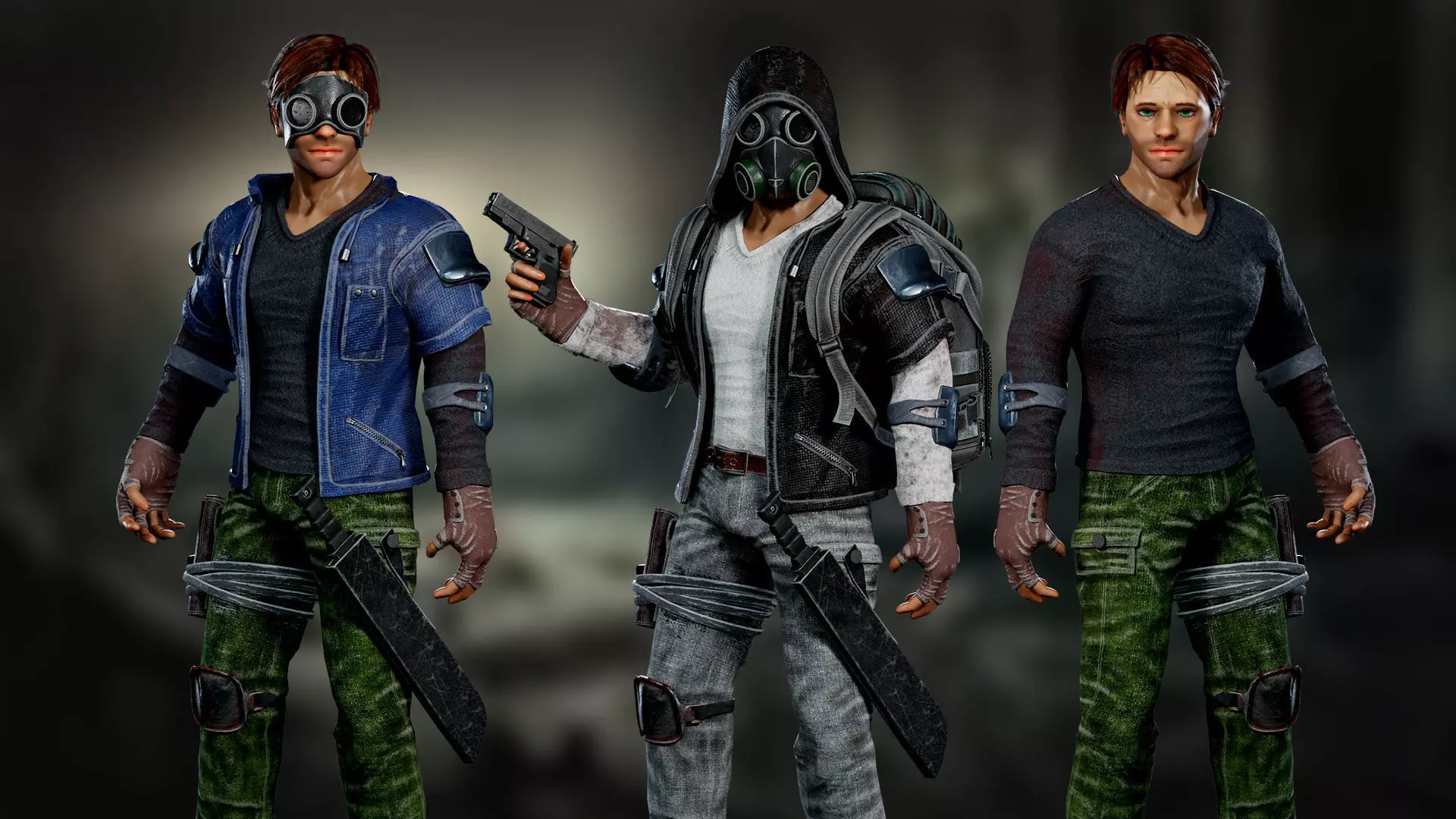 Survivors and Apocalypse Post-Apocalyptic Modular Character Pack Low-poly 3D model_2
