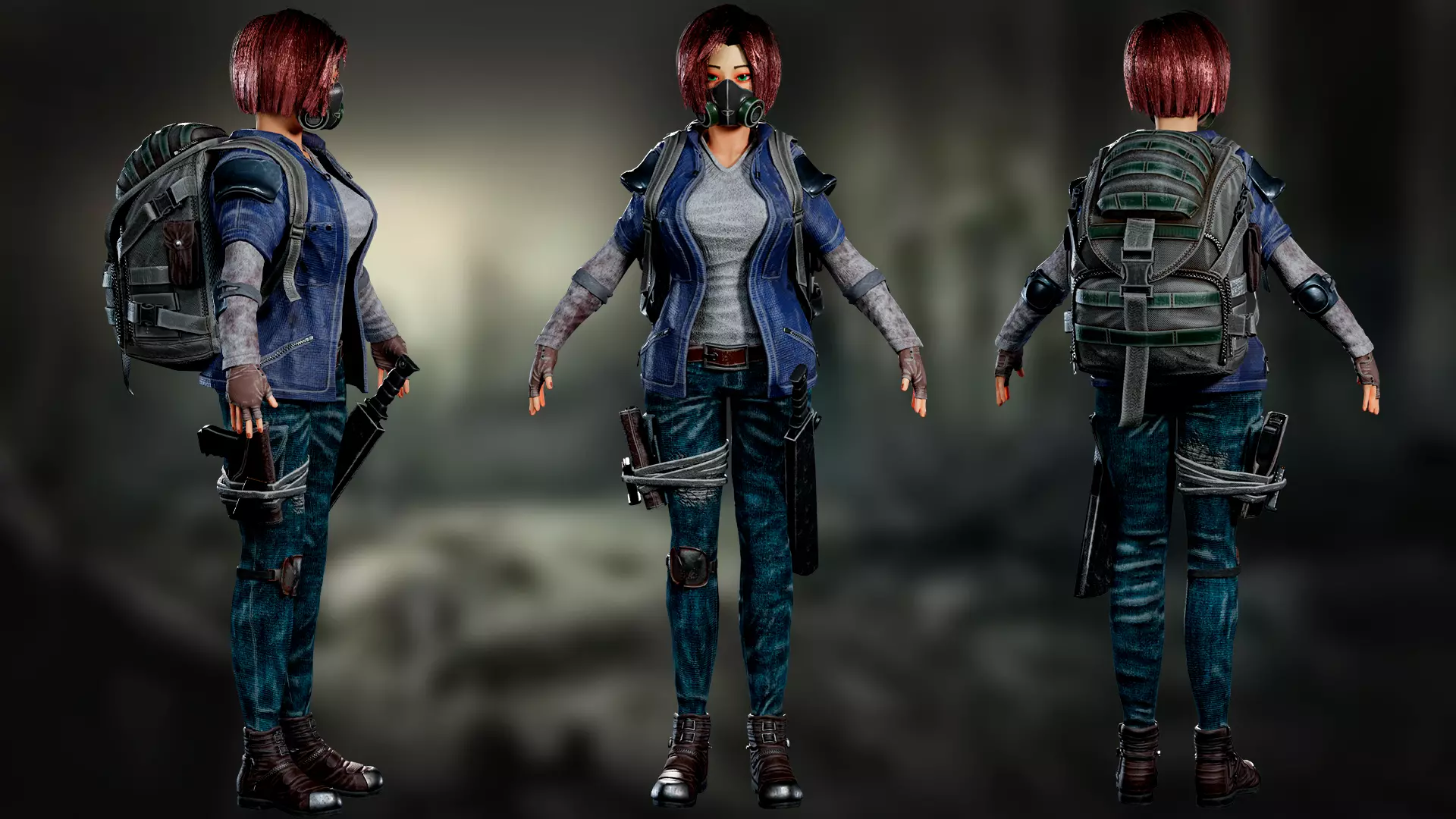 Survivors and Apocalypse Post-Apocalyptic Modular Character Pack Low-poly 3D model_9