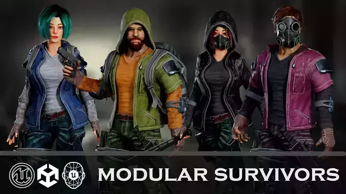 Survivors and Apocalypse Post-Apocalyptic Modular Character Pack