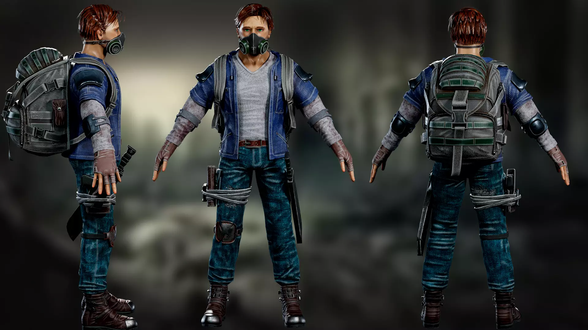 Survivors and Apocalypse Post-Apocalyptic Modular Character Pack Low-poly 3D model_11