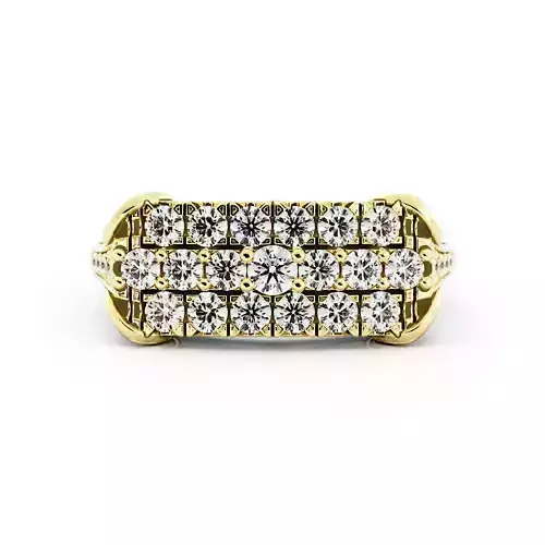 Three Row Diamond Pave Signet Ring Mens Jewelry 3DM