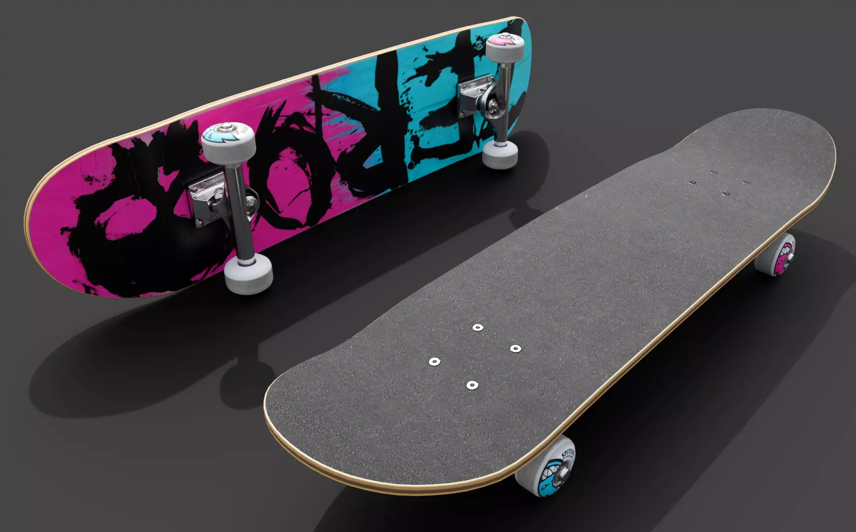 Skateboard - realistic and game-ready Low-poly 3D model_0