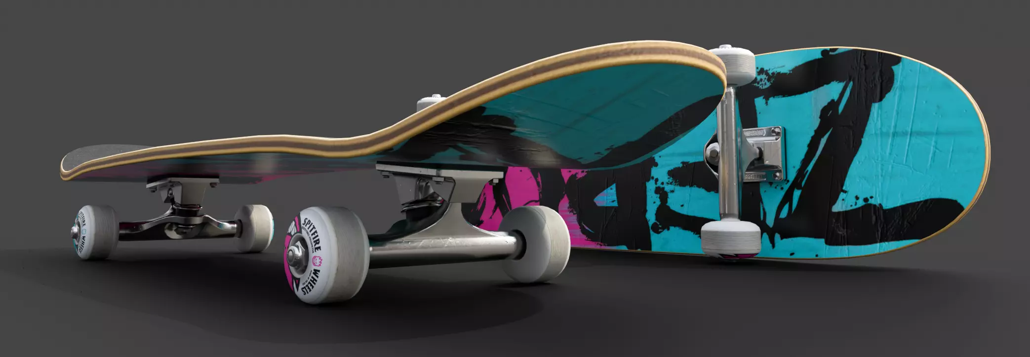 Skateboard - realistic and game-ready Low-poly 3D model_1