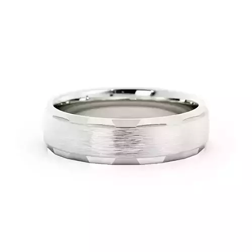 Mens Wedding Band With Faceted Edges Realistic Rendering and 3DM