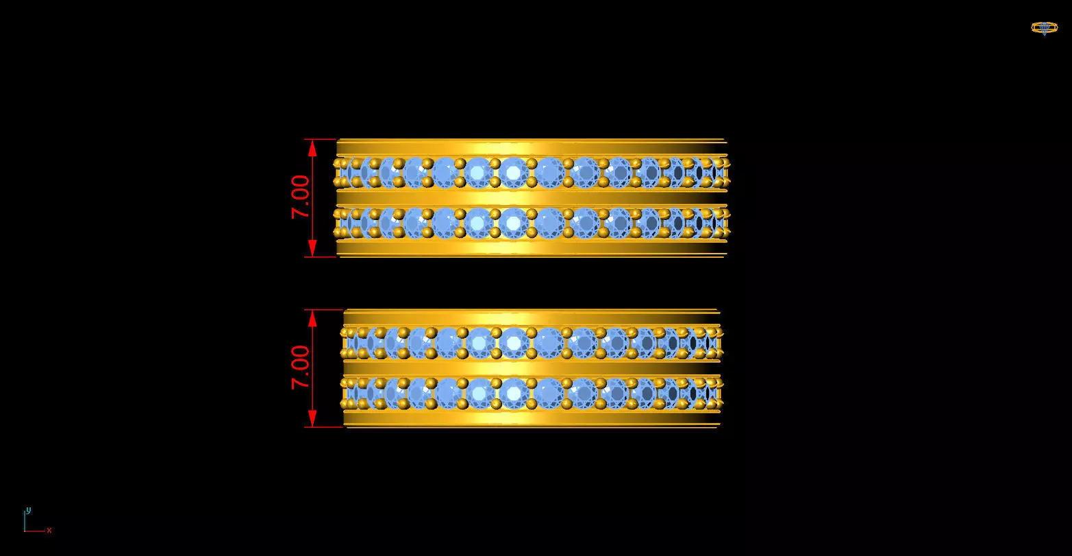 Double-Row Gem Band Set 3D print model_6