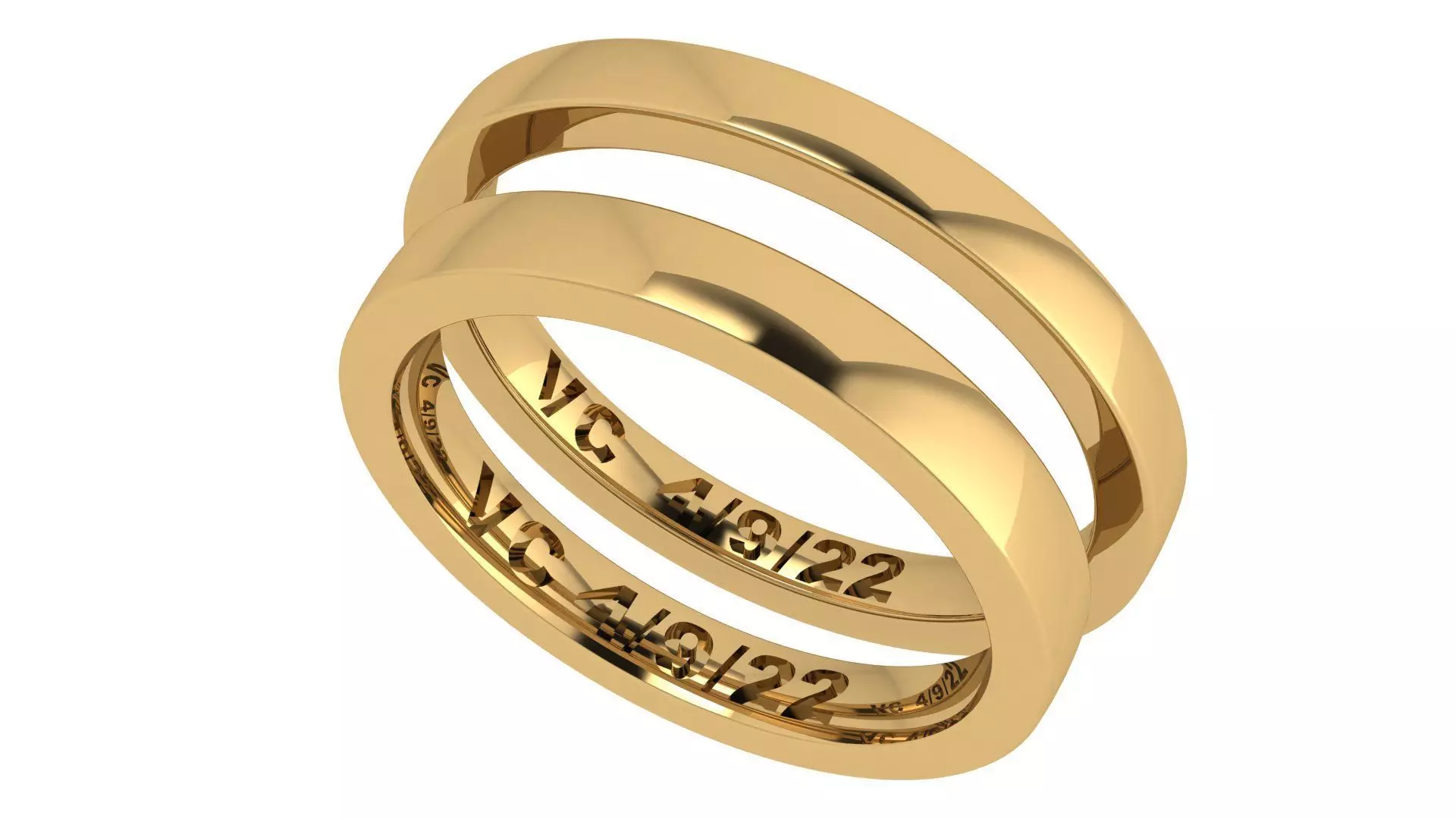 Plain Flat Wedding Band Set 3D print model_0