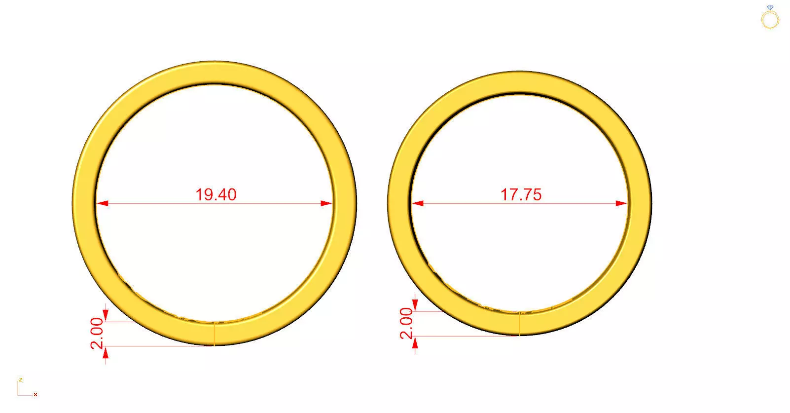 Plain Flat Wedding Band Set 3D print model_7