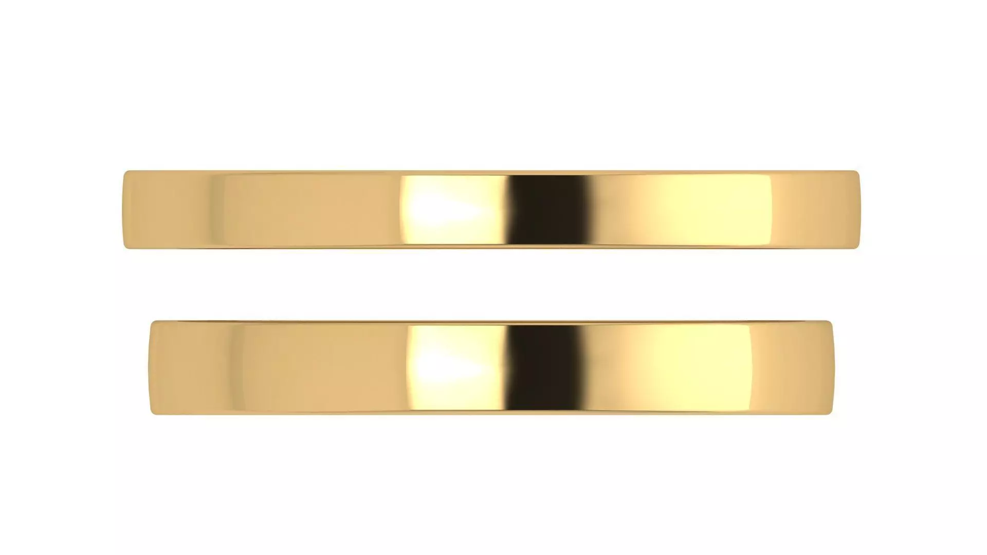 Plain Flat Wedding Band Set 3D print model_3