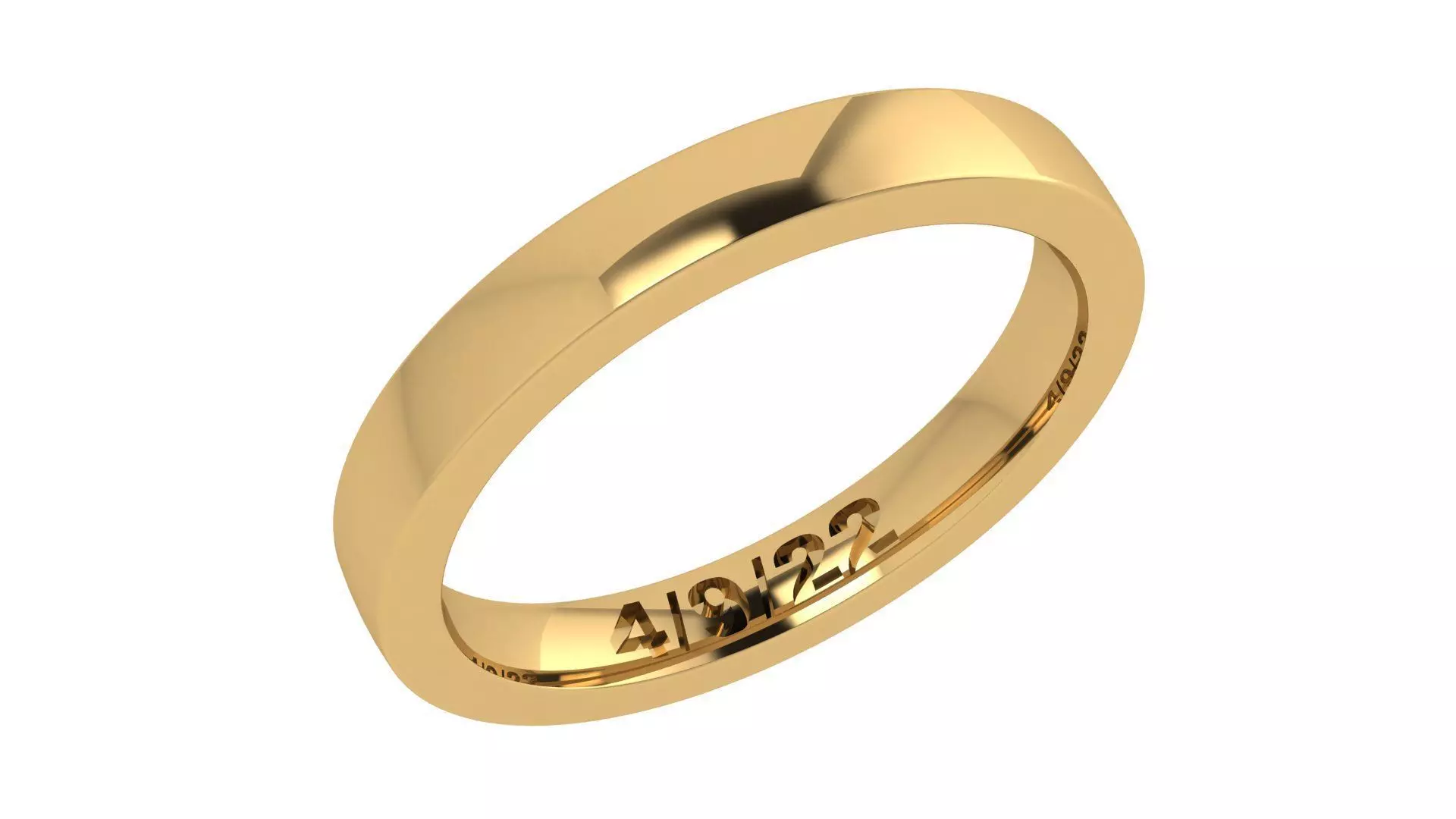 Plain Flat Wedding Band Set 3D print model_2