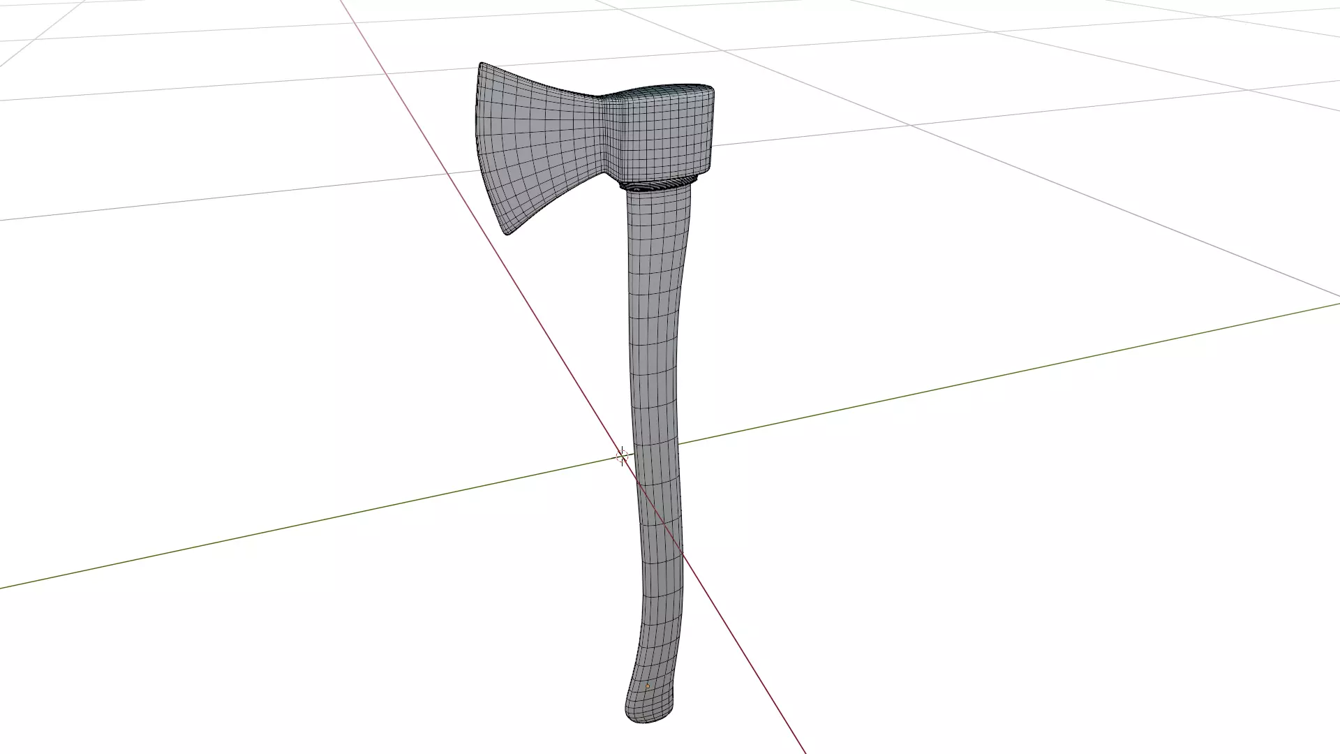 Wooden Axe Low-poly 3D model_6
